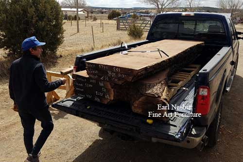 Earl picks up walnut slabs for custom tables